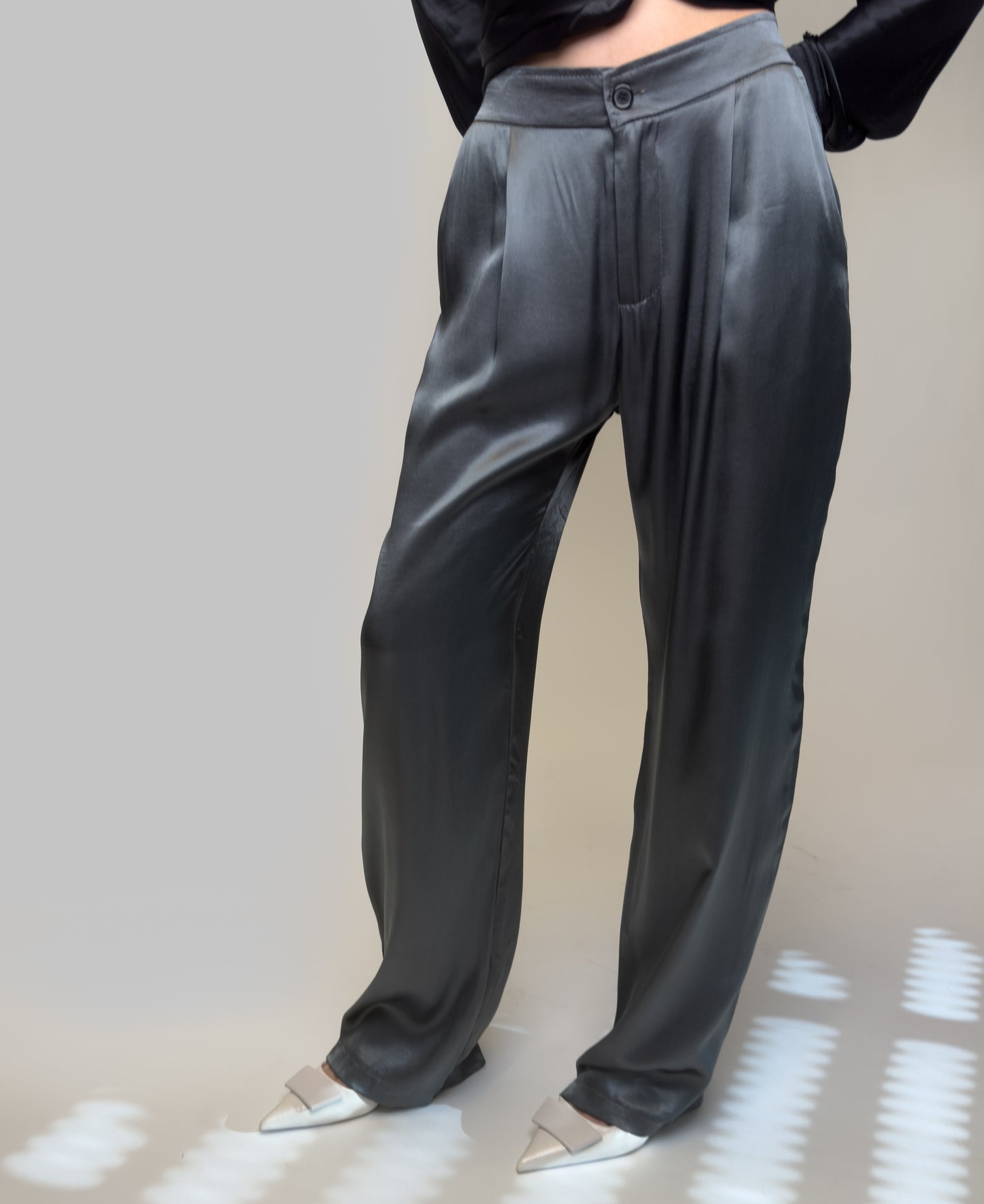 Gray Slick Pants
