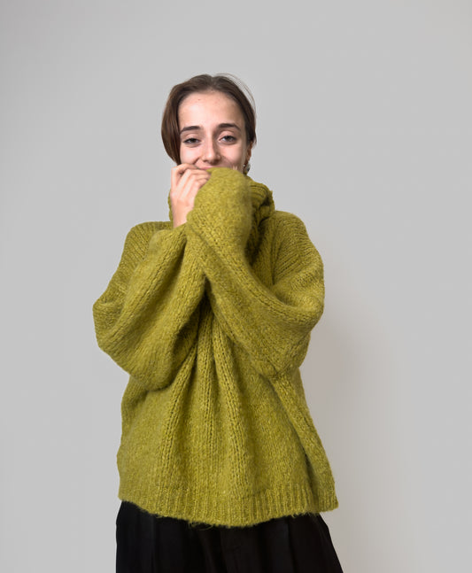 Grass Green Cozy Knit Sweater