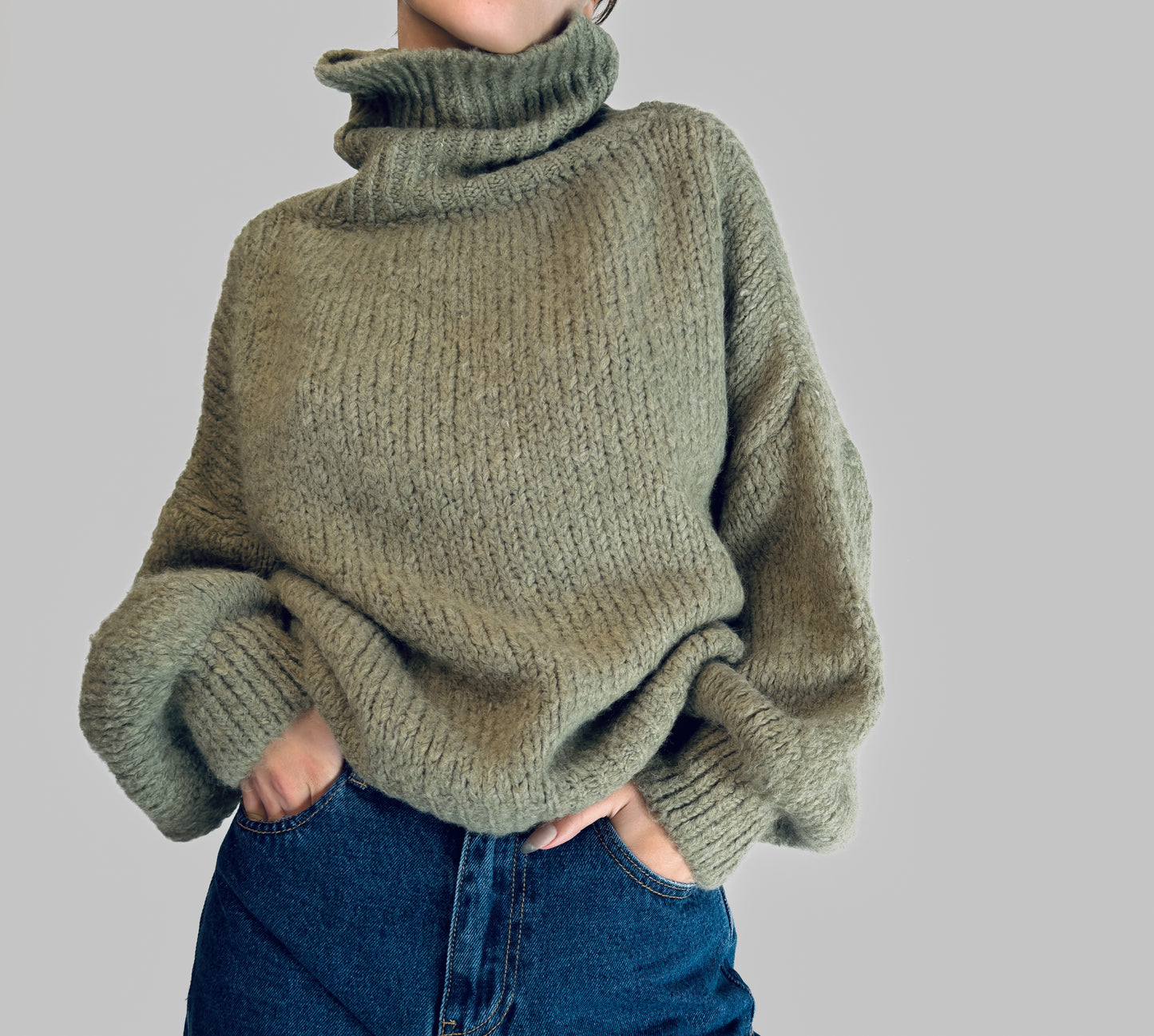 Olive Green Cozy Knit Sweater