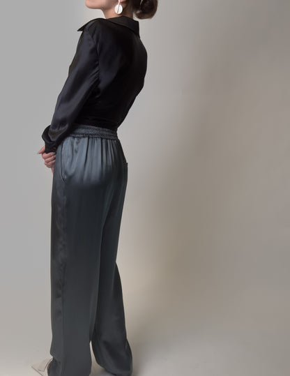 Gray Slick Pants